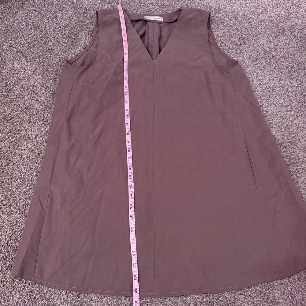 Elegant Essentials Sleeveless V Neck Tunic Dress A Line Taupe Women's - Picture 5 of 7